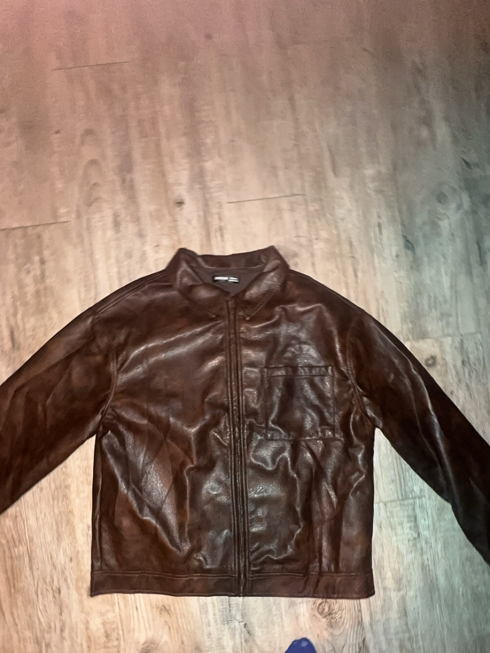 Women's Brown Leather Bomber Jacket - Classic Zip Front